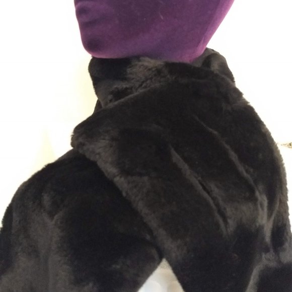 vintage 80s NWOT black faux fur plush scarf - Picture 1 of 5